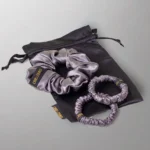 Zīda matu gumiju komplekts pelēkā krāsā