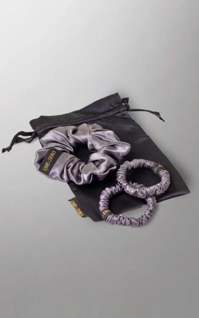 Zīda matu gumiju komplekts pelēkā krāsā