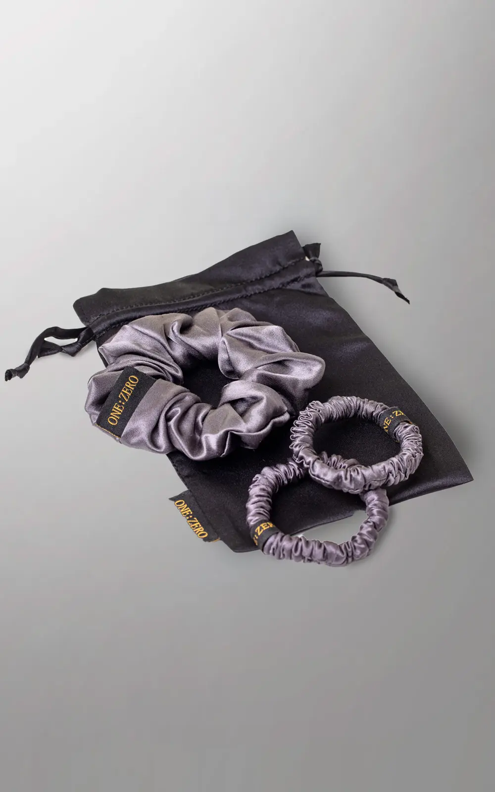 Zīda matu gumiju komplekts pelēkā krāsā