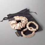 Zīda matu gumiju komplekts zelta krāsā