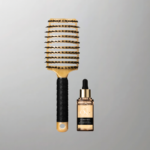 Komplekts matu galiem - matu ķemme zelta krāsā un eļļa matu galiem